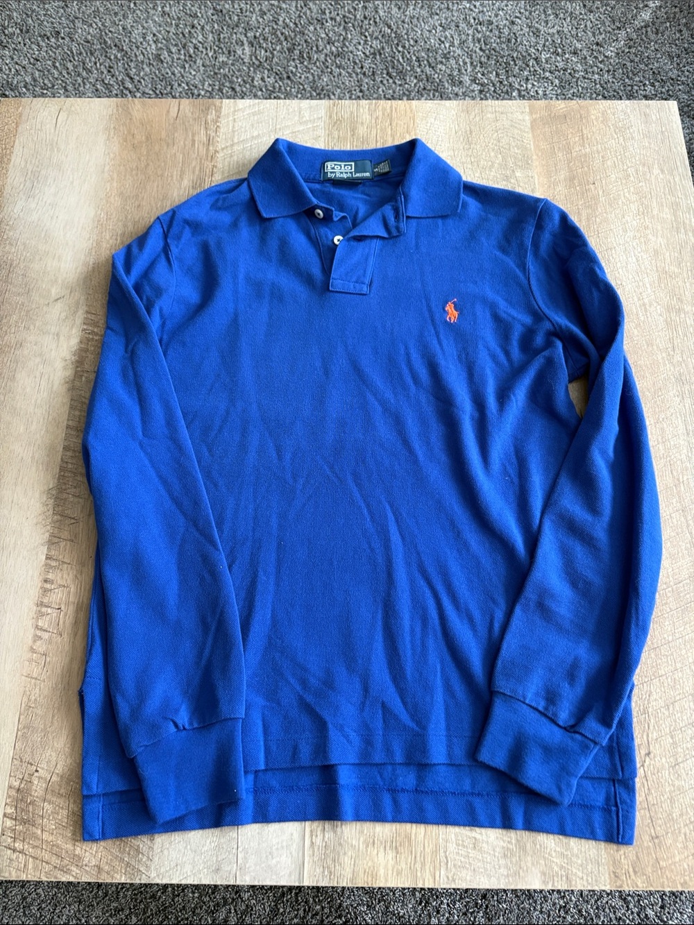 Polo by Ralph Lauren Long-Sleeve Polo - Bright Blue with Orange Logo